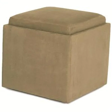Contemporary Storage Ottoman With Wood Tray